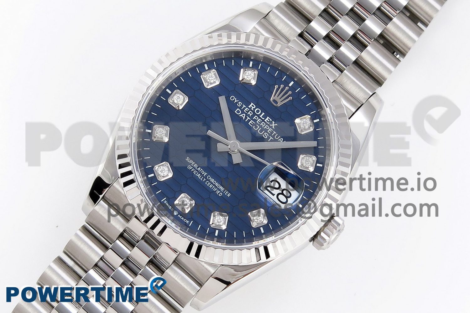 DateJust 36 SS 126234 VSF 1:1 Best Edition 904L Steel Blue Textured Diamonds Dial on Jubilee Bracelet VS3235 - Image 2