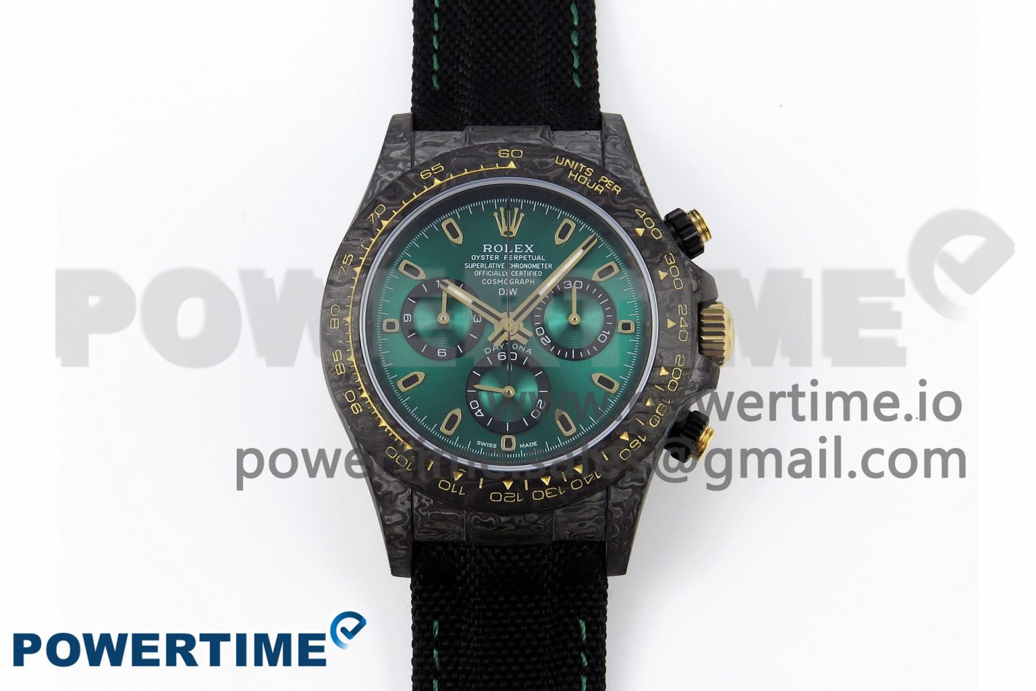 Daytona DIW Carbon/YG Case and Bezel DIWF Edition Green Dial on Black Nylon Strap A7750 - Image 1
