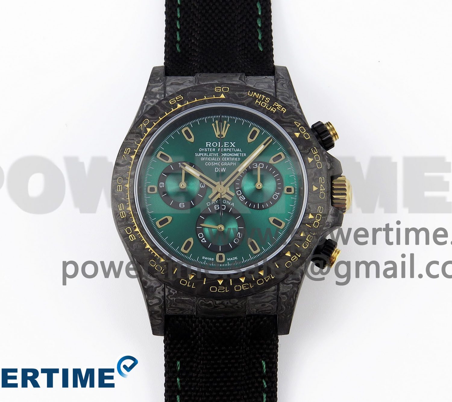 Daytona DIW Carbon/YG Case and Bezel DIWF Edition Green Dial on Black Nylon Strap A7750