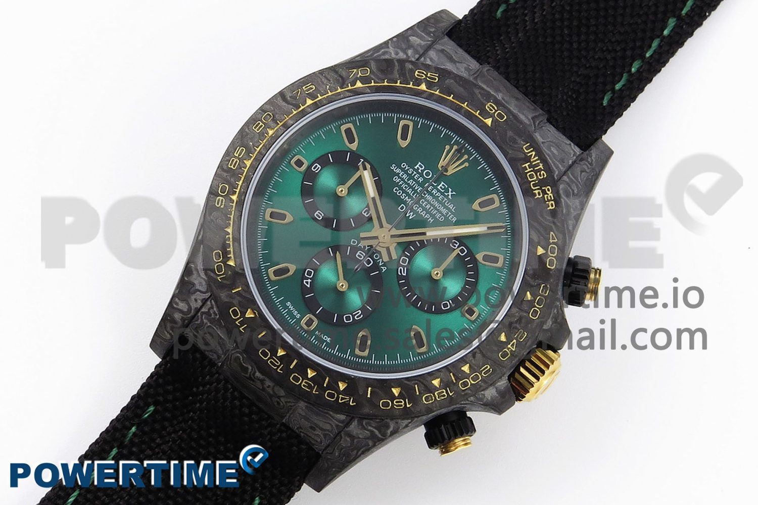 Daytona DIW Carbon/YG Case and Bezel DIWF Edition Green Dial on Black Nylon Strap A7750 - Image 2