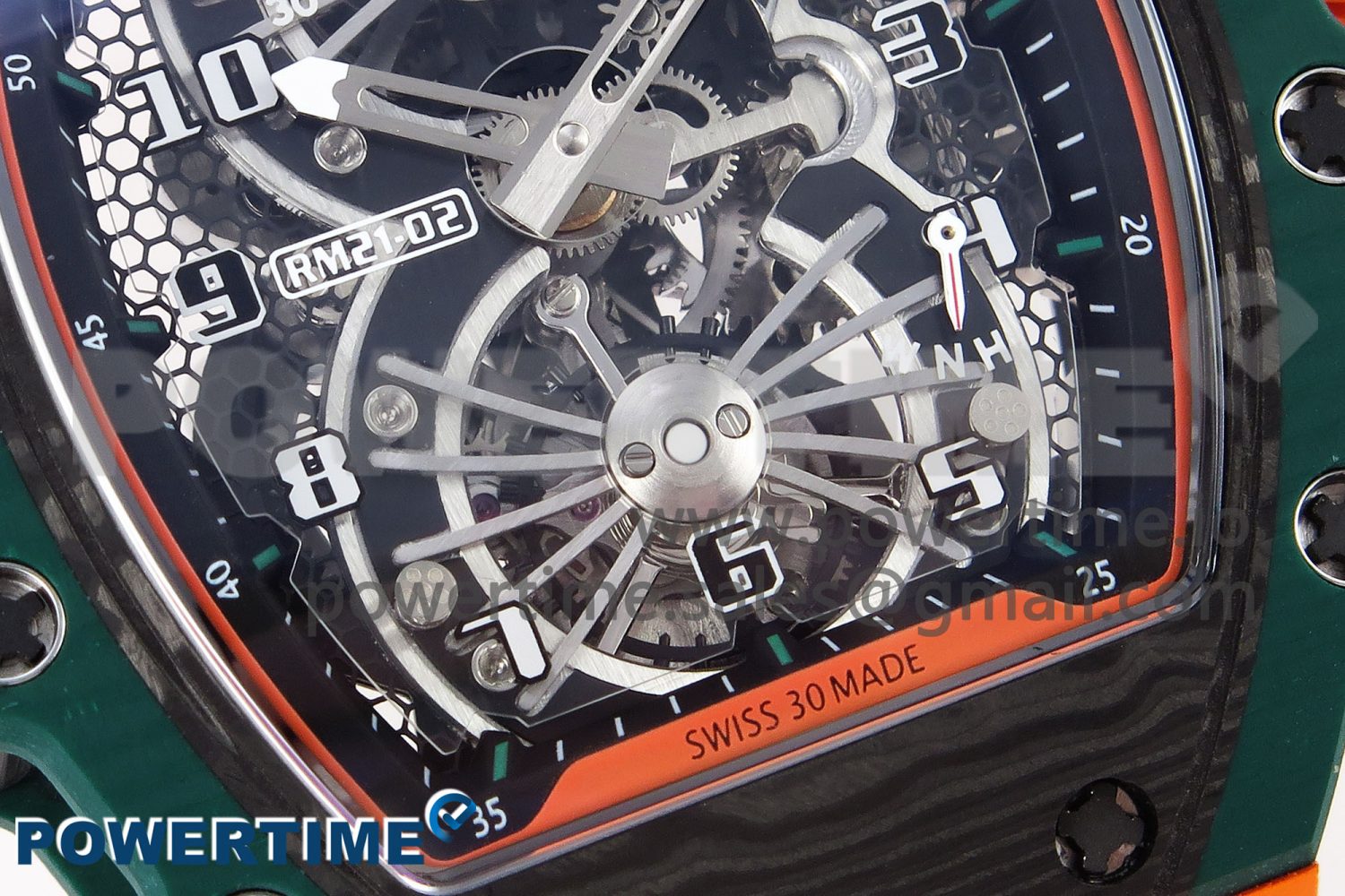 RM21-02 Tourbillon NTPT RMF Best Edition Skeleton Dial on Orange Rubber Strap - Image 5