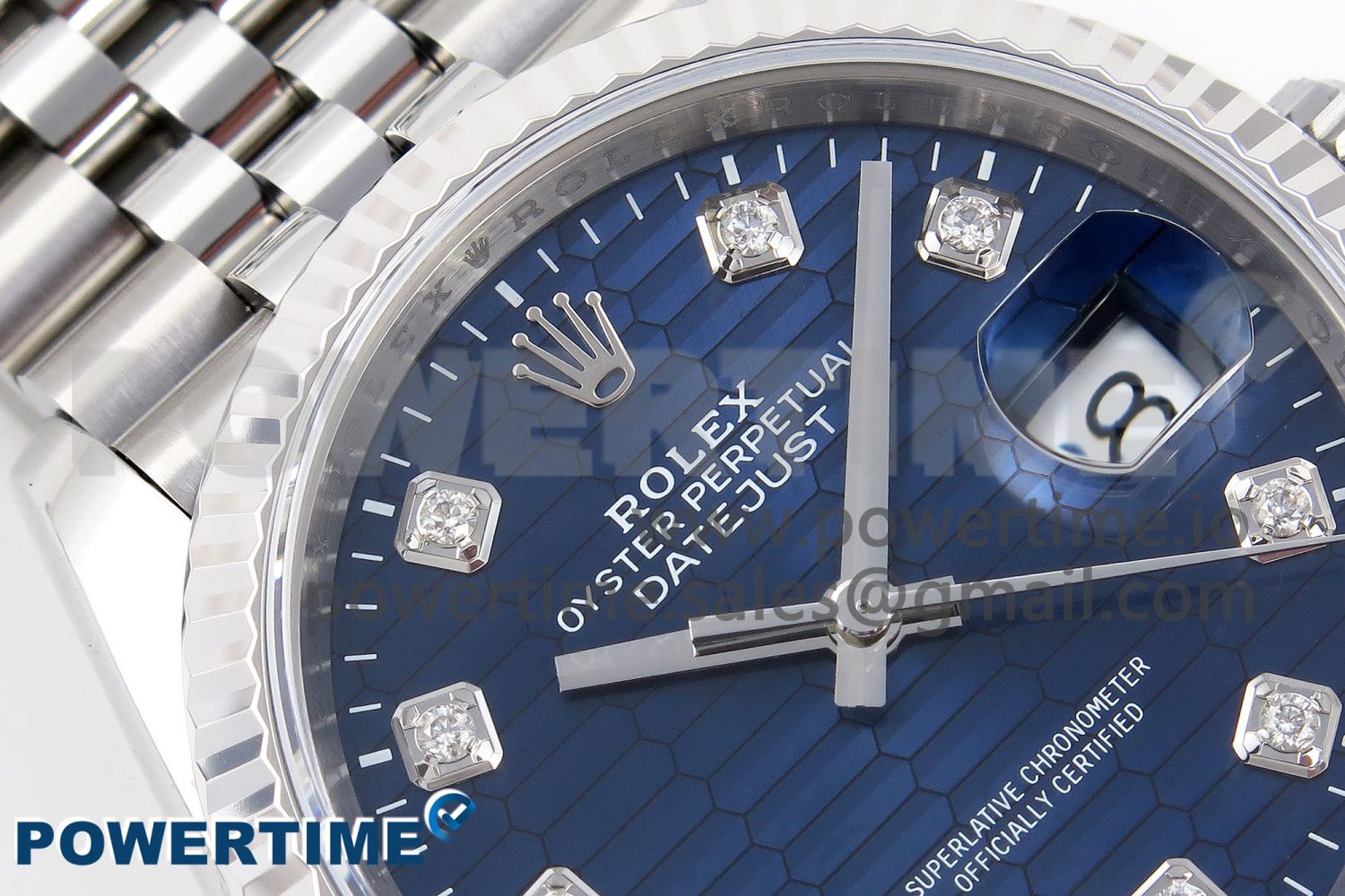 DateJust 36 SS 126234 VSF 1:1 Best Edition 904L Steel Blue Textured Diamonds Dial on Jubilee Bracelet VS3235 - Image 4