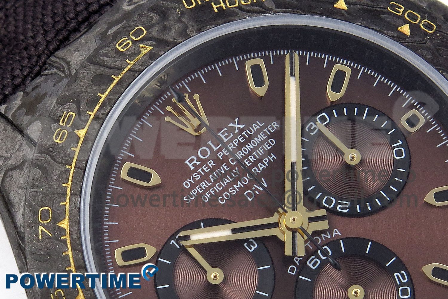 Daytona DIW Carbon/YG Case and Bezel DIWF Edition Brown Dial on Black Nylon Strap A7750 - Image 4