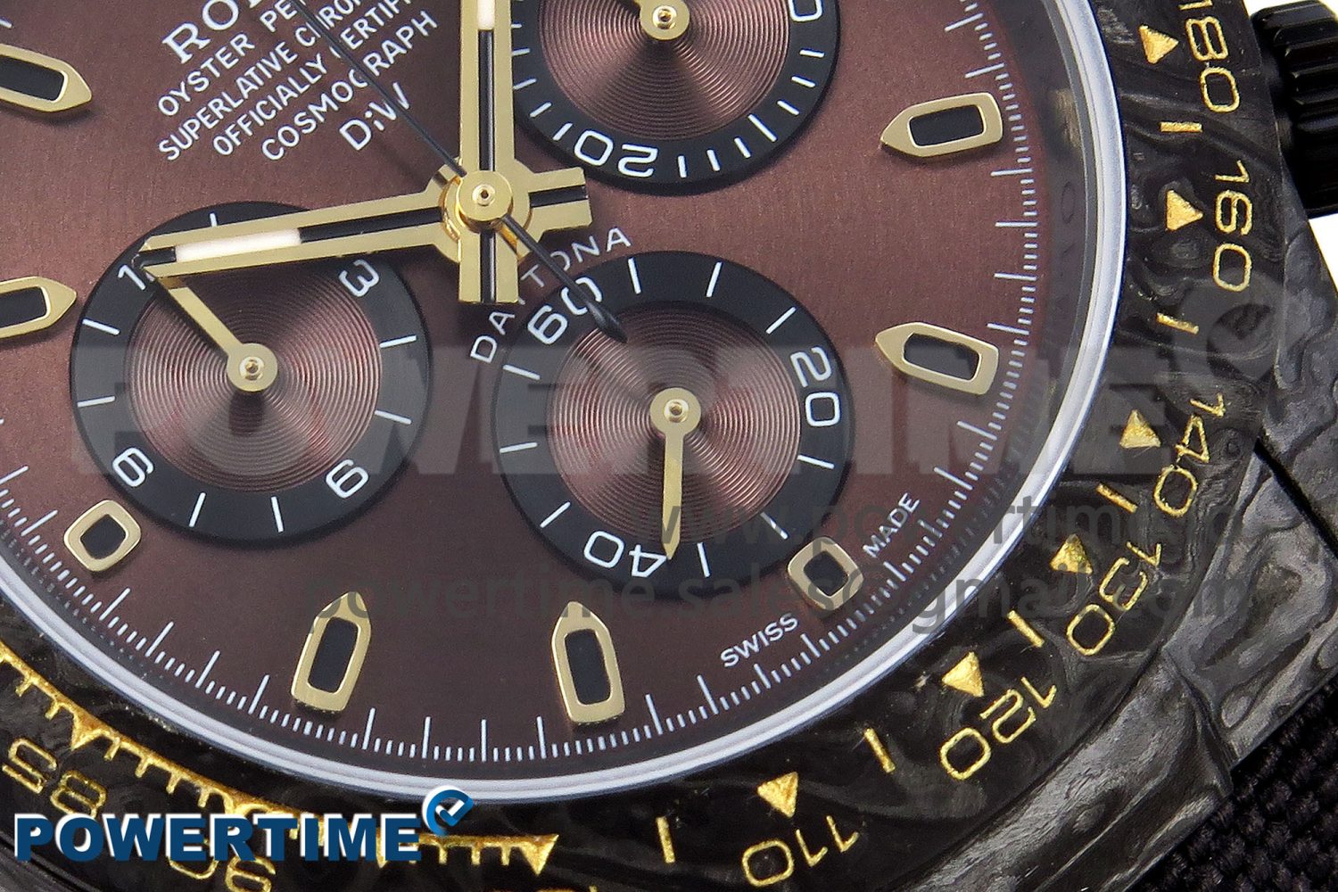 Daytona DIW Carbon/YG Case and Bezel DIWF Edition Brown Dial on Black Nylon Strap A7750 - Image 5