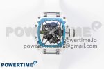 RM035 Transparent SONIC Best Edition Skeleton Blue Dial on White Nylon Strap Clone RMUL2