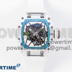 RM035 Transparent SONIC Best Edition Skeleton Blue Dial on White Nylon Strap Clone RMUL2