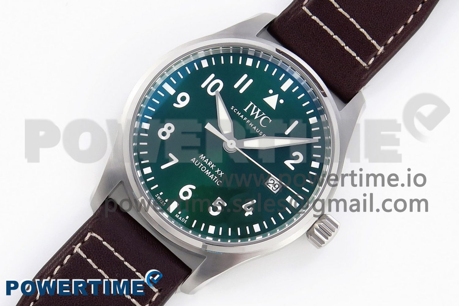 Pilot Mark XX IW328205 ZF 1:1 Best Edition Green Dial on Brown Leather Strap A32111 - Image 2