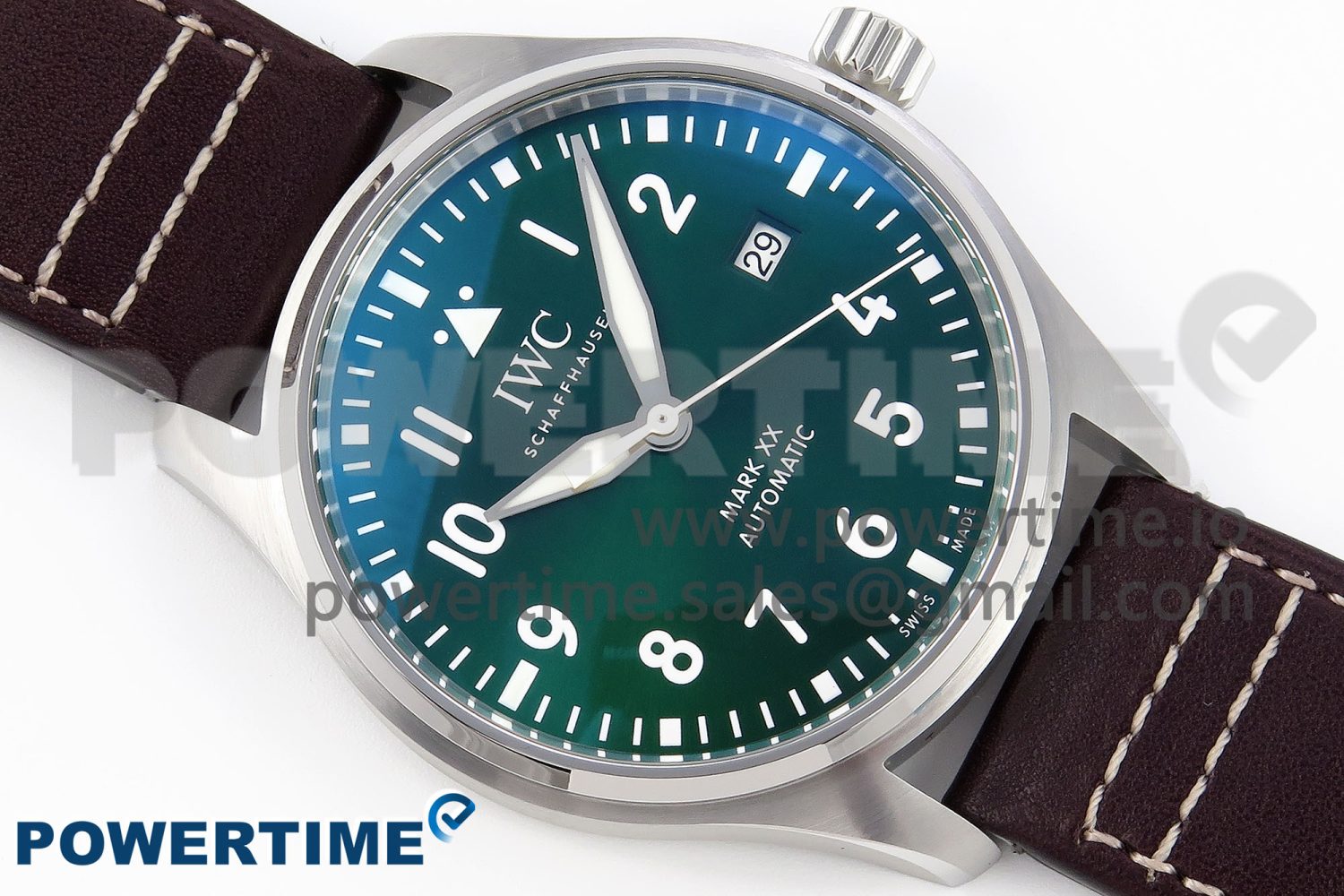 Pilot Mark XX IW328205 ZF 1:1 Best Edition Green Dial on Brown Leather Strap A32111 - Image 3