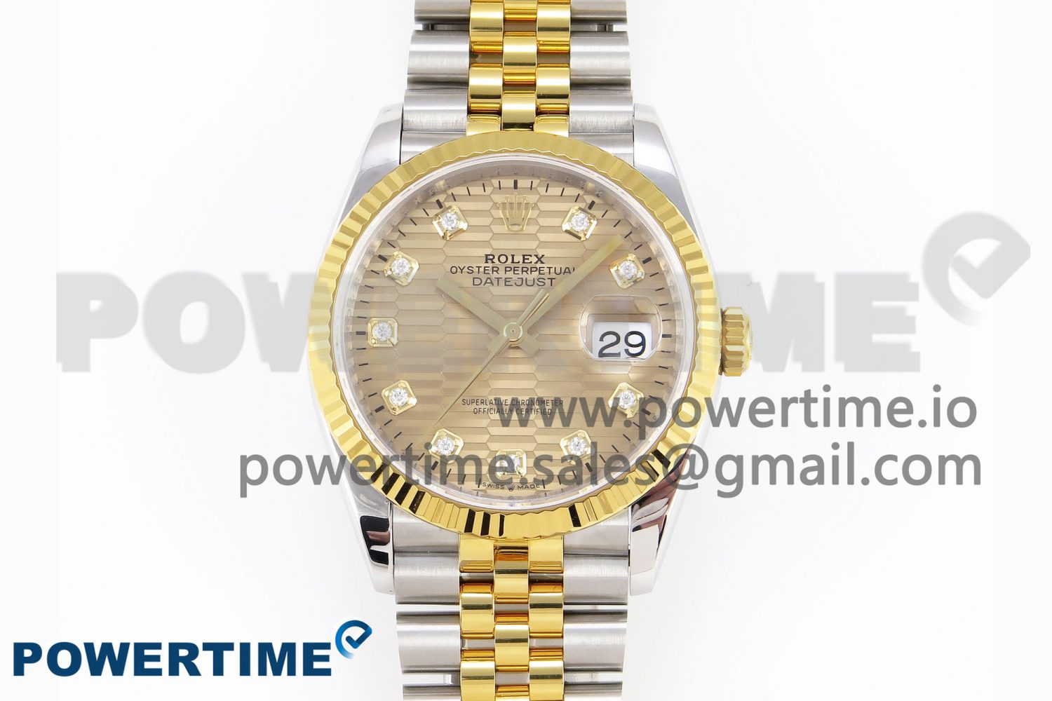 DateJust 36 SS 126233 VSF 1:1 Best Edition 904L Steel YG Textured Diamonds Dial on Jubilee Bracelet VS3235 - Image 1