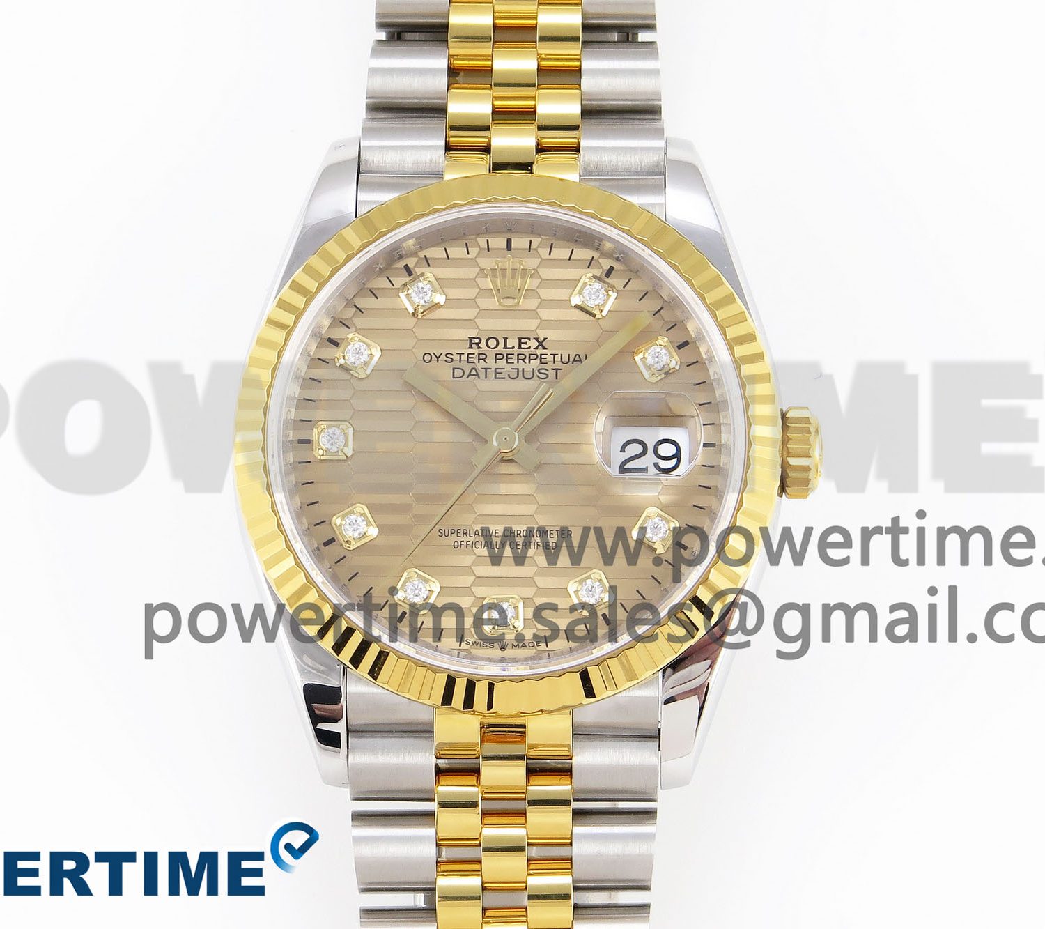 DateJust 36 SS 126233 VSF 1:1 Best Edition 904L Steel YG Textured Diamonds Dial on Jubilee Bracelet VS3235