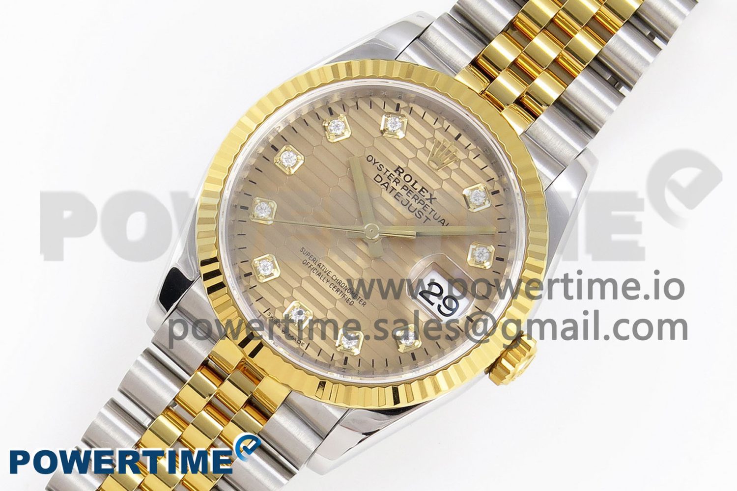 DateJust 36 SS 126233 VSF 1:1 Best Edition 904L Steel YG Textured Diamonds Dial on Jubilee Bracelet VS3235 - Image 2