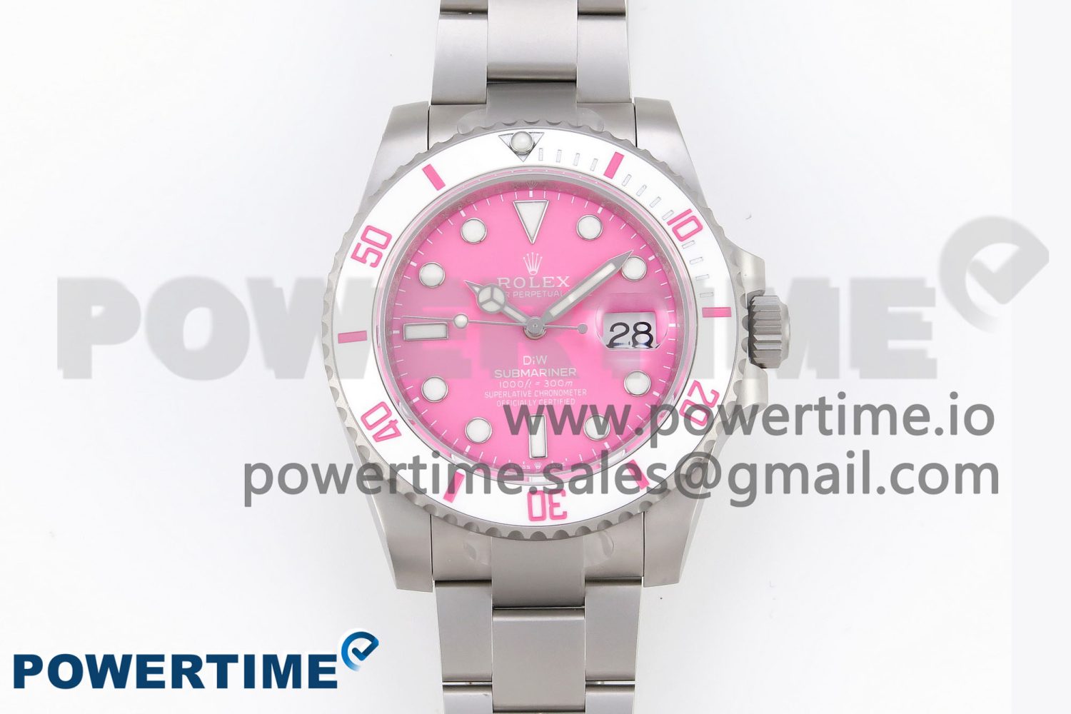 Submariner DIW Sandblasted VSF 1:1 Best Edition Pink Dial White Ceramic Bezel on SS Bracelet VS3135 - Image 1
