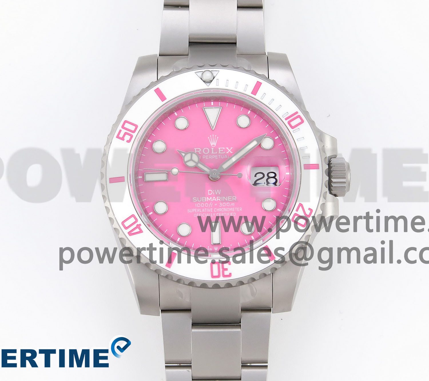Submariner DIW Sandblasted VSF 1:1 Best Edition Pink Dial White Ceramic Bezel on SS Bracelet VS3135