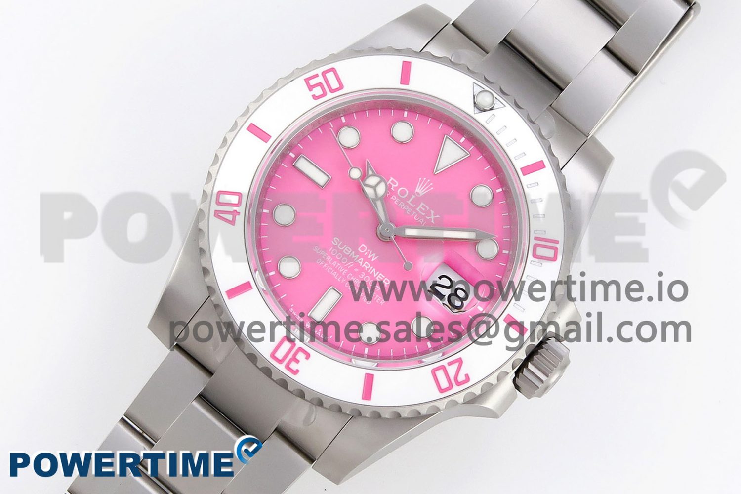 Submariner DIW Sandblasted VSF 1:1 Best Edition Pink Dial White Ceramic Bezel on SS Bracelet VS3135 - Image 2