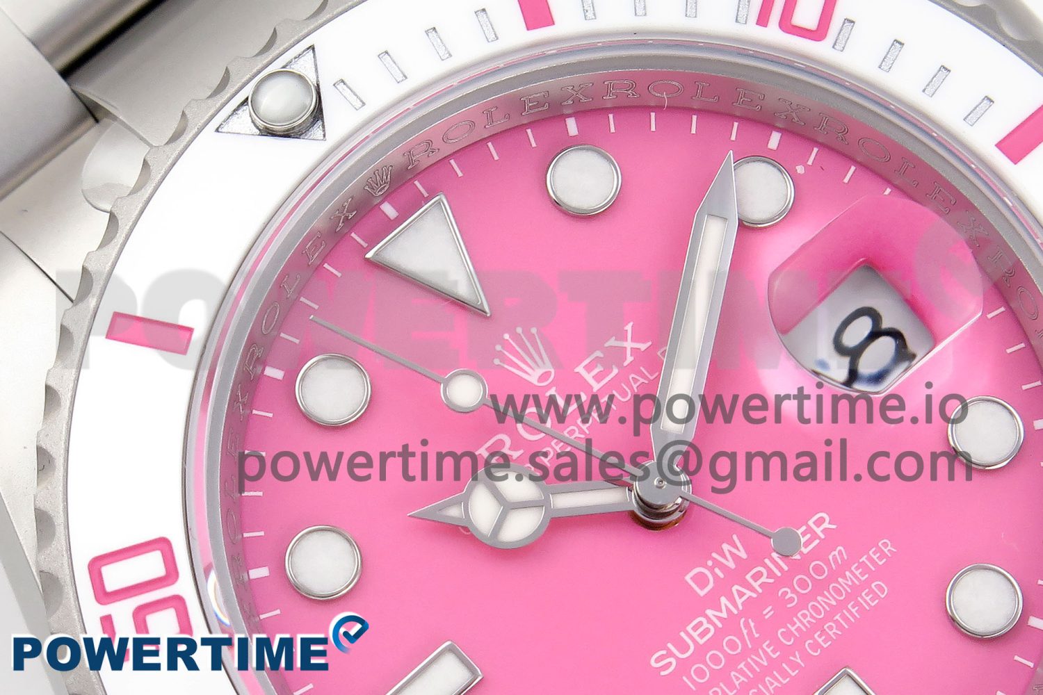 Submariner DIW Sandblasted VSF 1:1 Best Edition Pink Dial White Ceramic Bezel on SS Bracelet VS3135 - Image 4