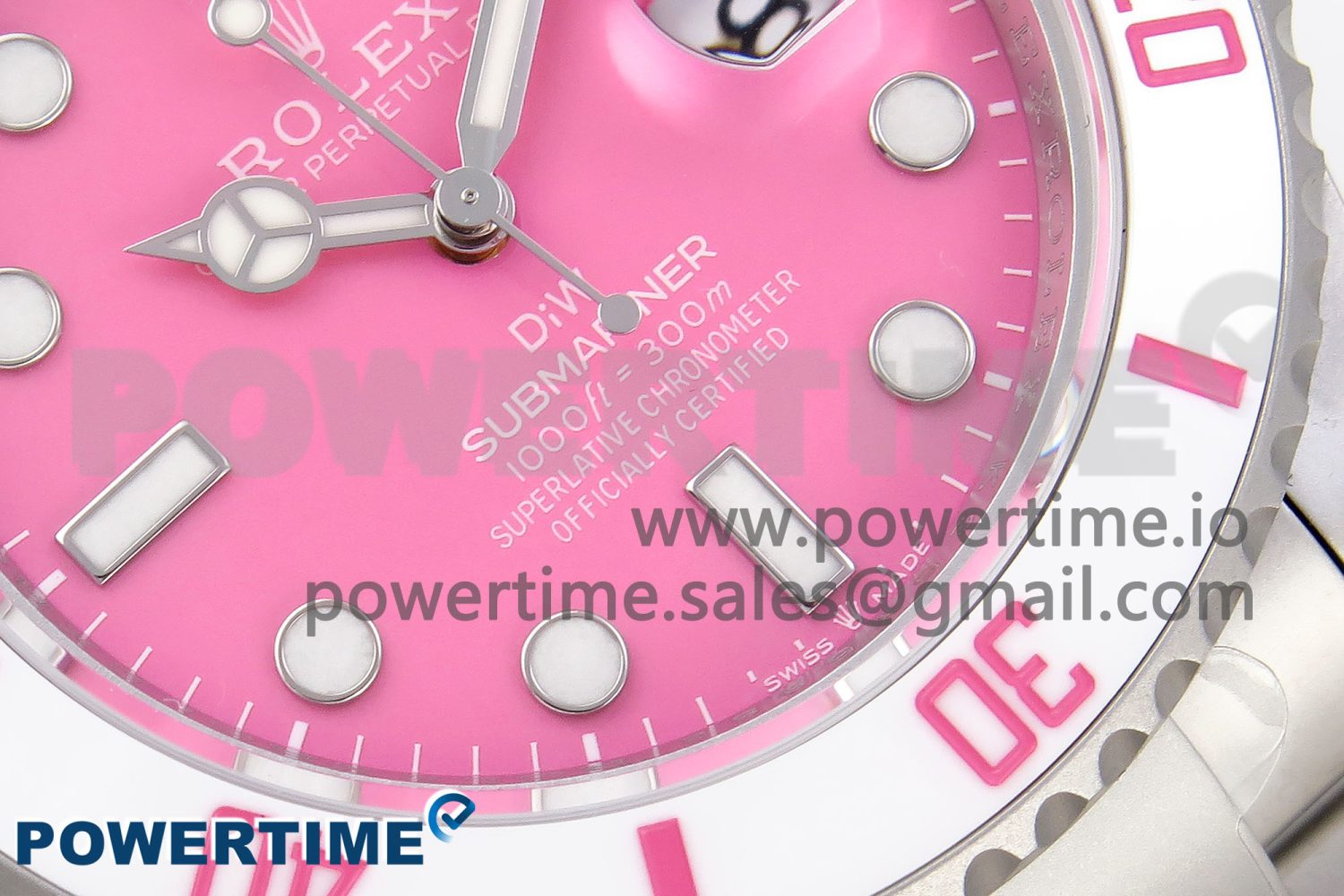 Submariner DIW Sandblasted VSF 1:1 Best Edition Pink Dial White Ceramic Bezel on SS Bracelet VS3135 - Image 5