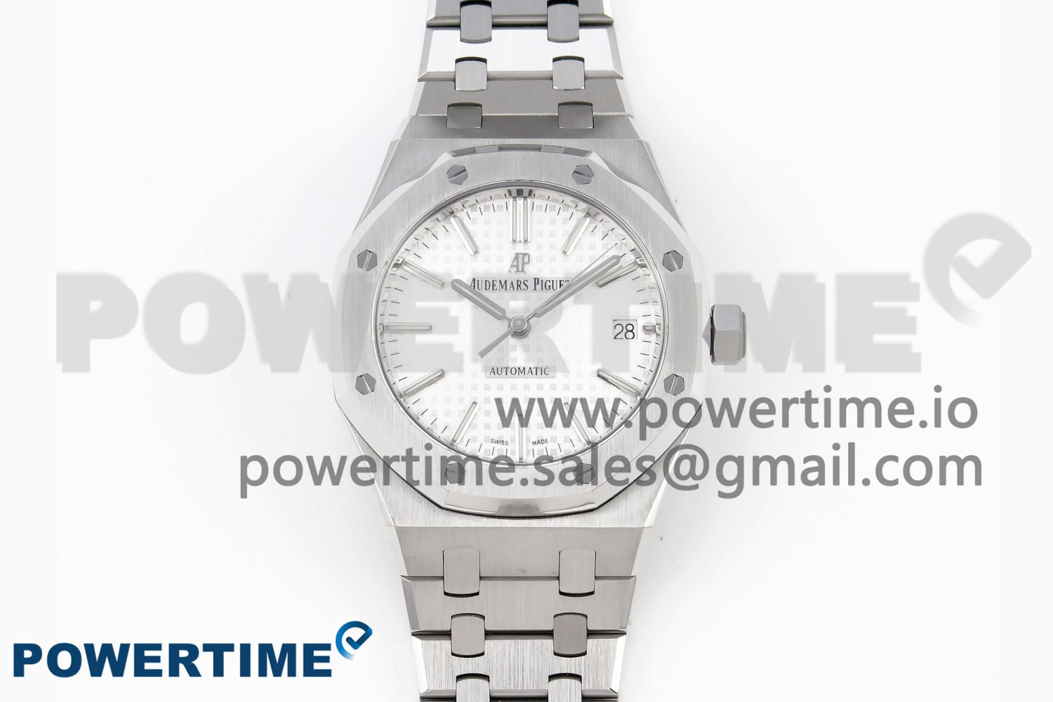 Royal Oak 37mm 15450 SS APSF 1:1 Best Edition White Textured Dial on SS Bracelet SA3120 Super Clone - Image 1