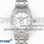 Royal Oak 37mm 15450 SS APSF 1:1 Best Edition White Textured Dial on SS Bracelet SA3120 Super Clone