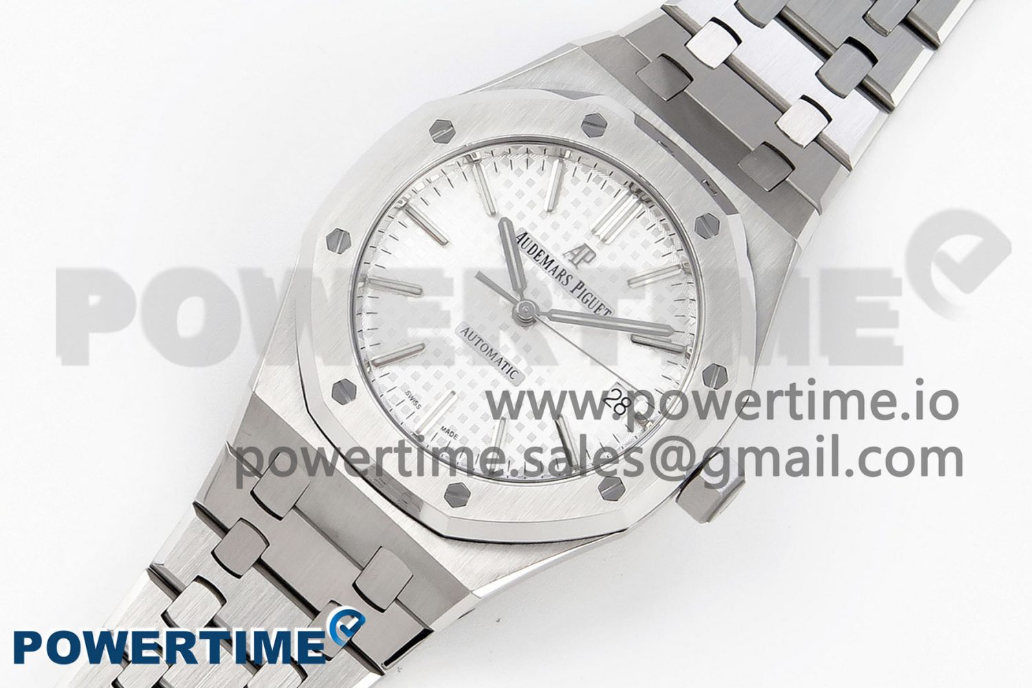 Royal Oak 37mm 15450 SS APSF 1:1 Best Edition White Textured Dial on SS Bracelet SA3120 Super Clone - Image 2