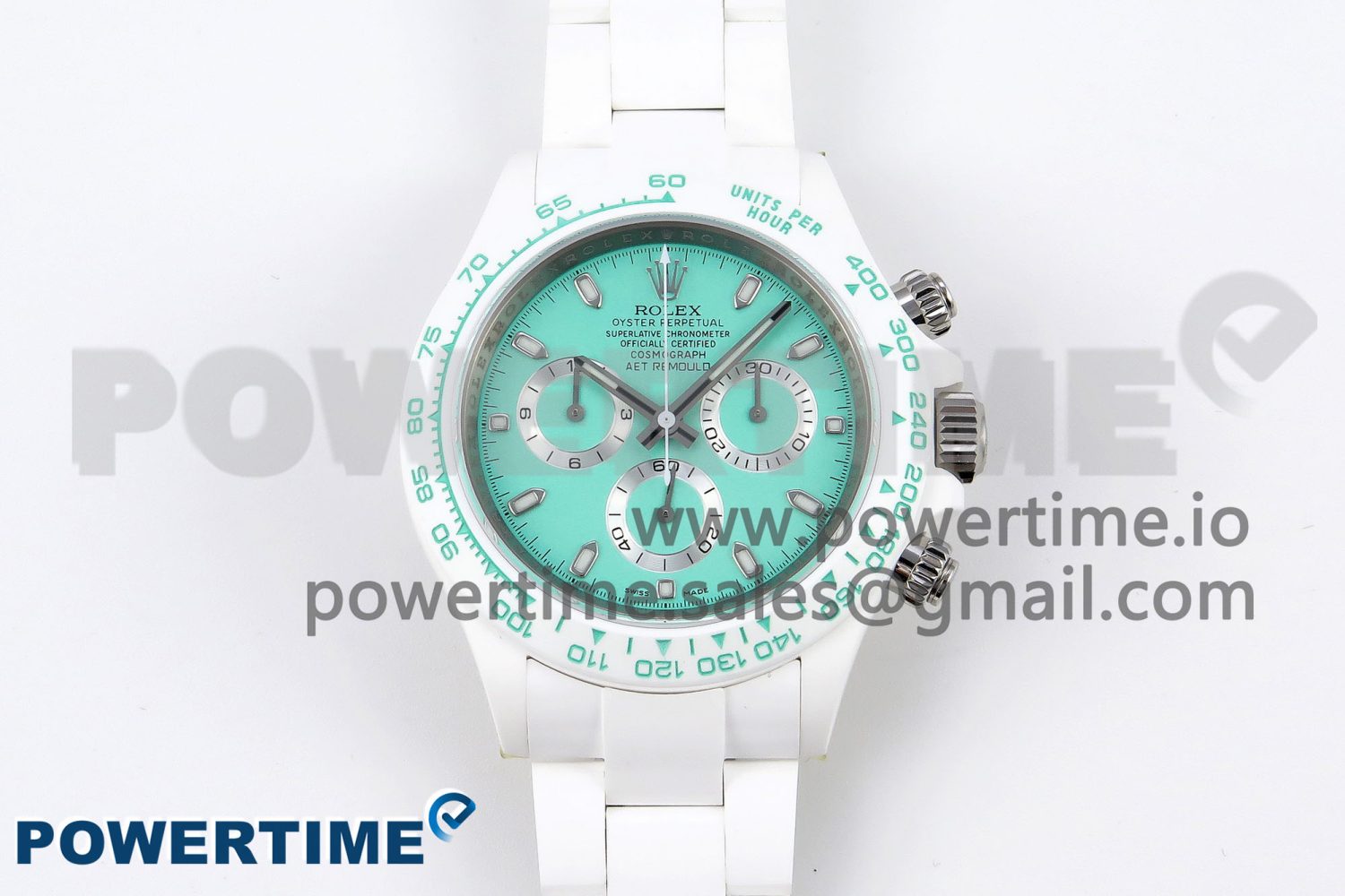 Daytona AET White Ceramic Case and Bracelet Avocado Green Dial SA4130 V2 - Image 1