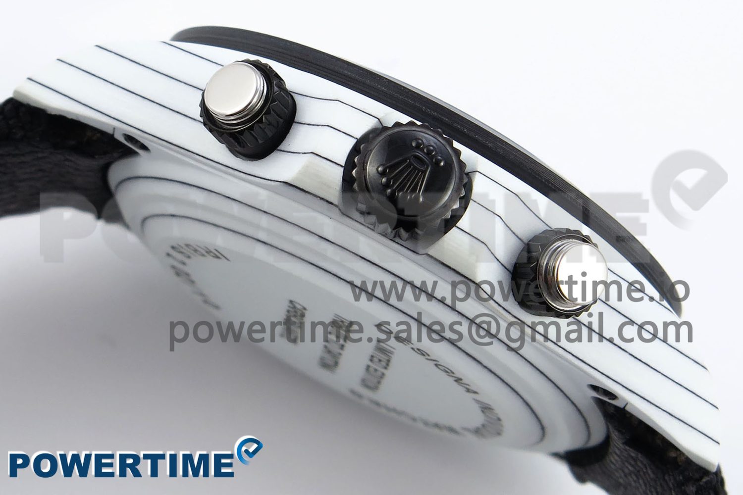 DAYTONA DIW WHITE CARBON CASE DIWF EDITION BLACK/WHITE DIAL ON BLACK NYLON STRAP A7750 - Image 7