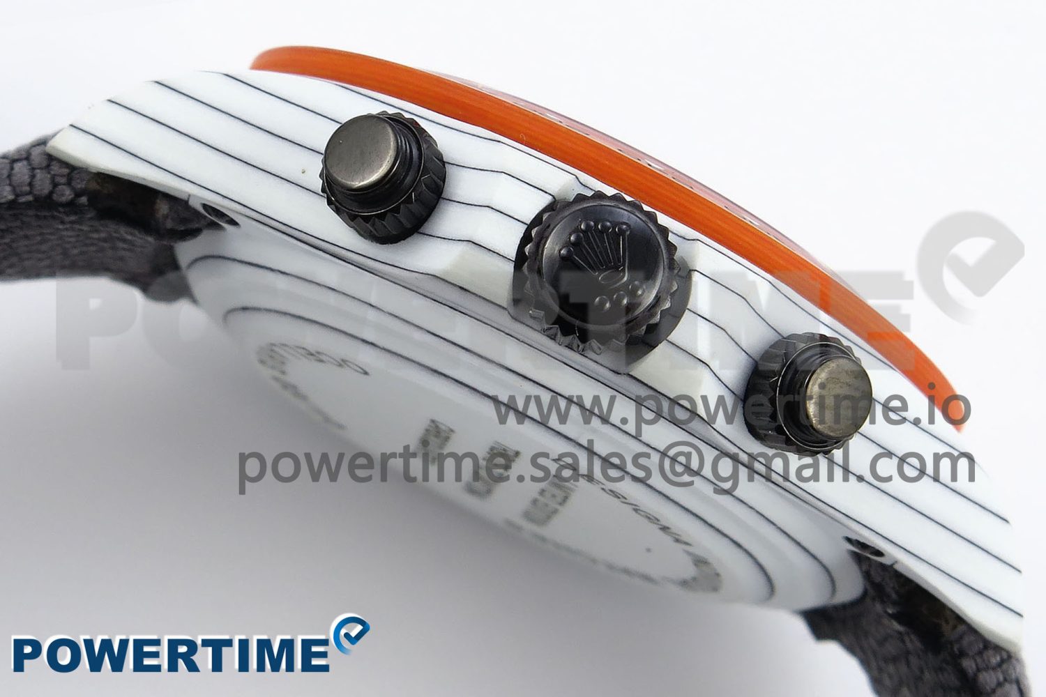 DAYTONA DIW WHITE CARBON CASE DIWF EDITION GRAY/WHITE DIAL ORANGE BEZEL ON GRAY NYLON STRAP A7750 - Image 7