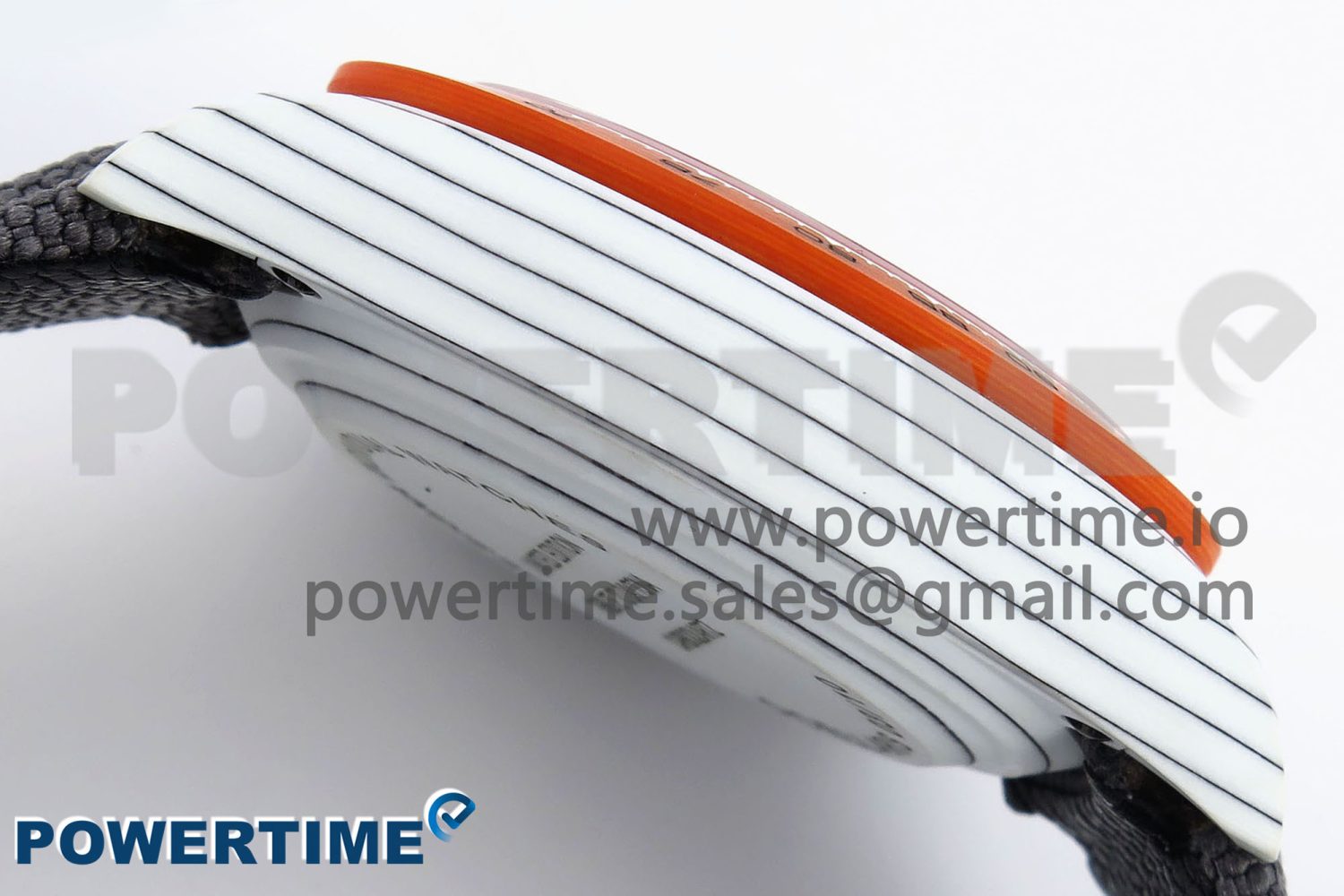 DAYTONA DIW WHITE CARBON CASE DIWF EDITION GRAY/WHITE DIAL ORANGE BEZEL ON GRAY NYLON STRAP A7750 - Image 8