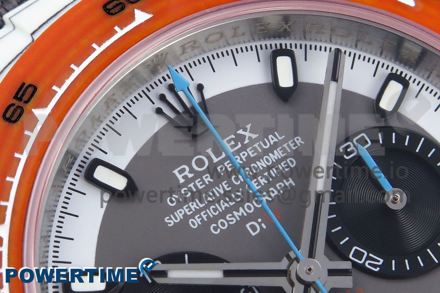 DAYTONA DIW WHITE CARBON CASE DIWF EDITION GRAY/WHITE DIAL ORANGE BEZEL ON GRAY NYLON STRAP A7750 - Image 4
