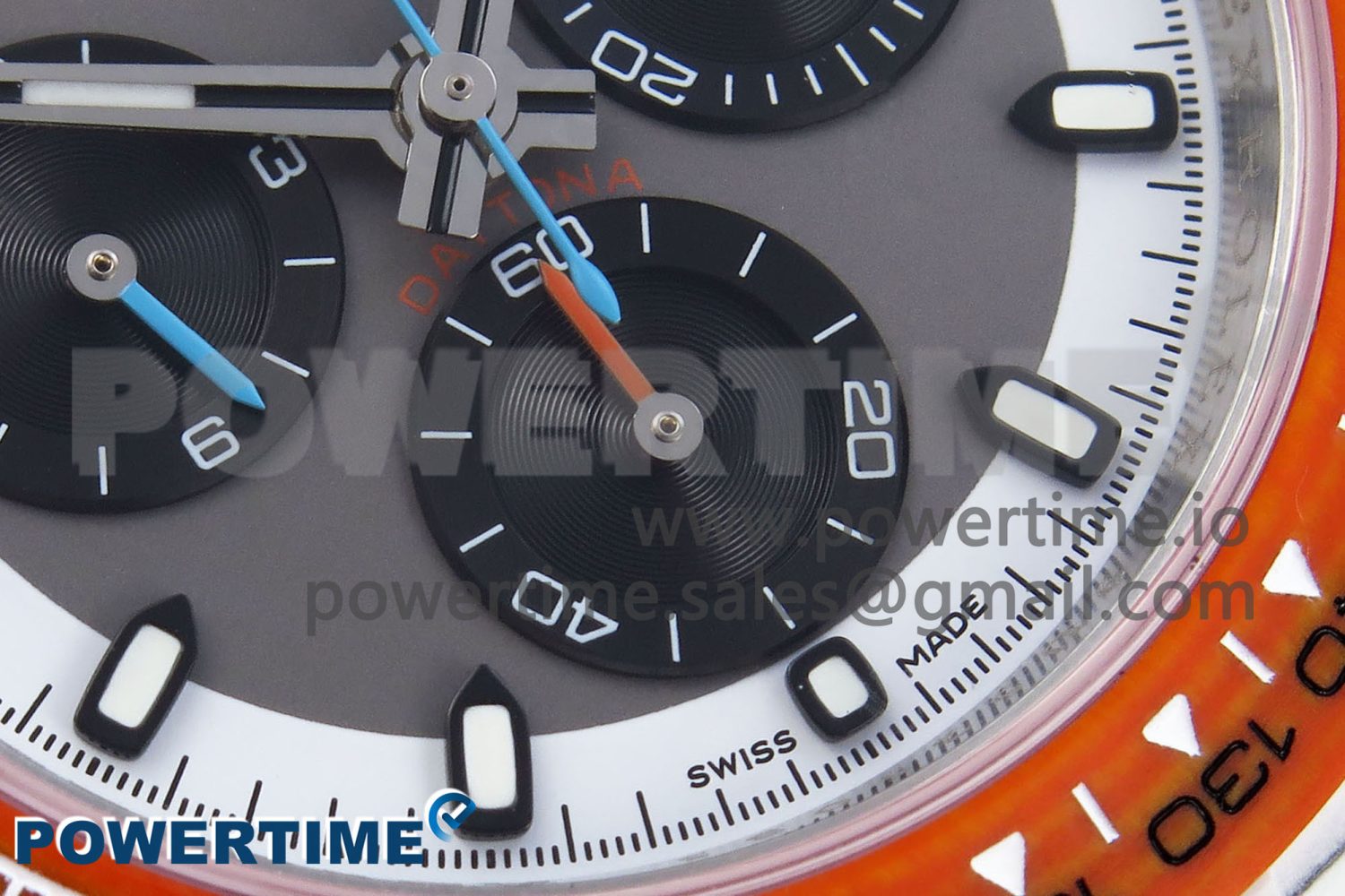DAYTONA DIW WHITE CARBON CASE DIWF EDITION GRAY/WHITE DIAL ORANGE BEZEL ON GRAY NYLON STRAP A7750 - Image 5