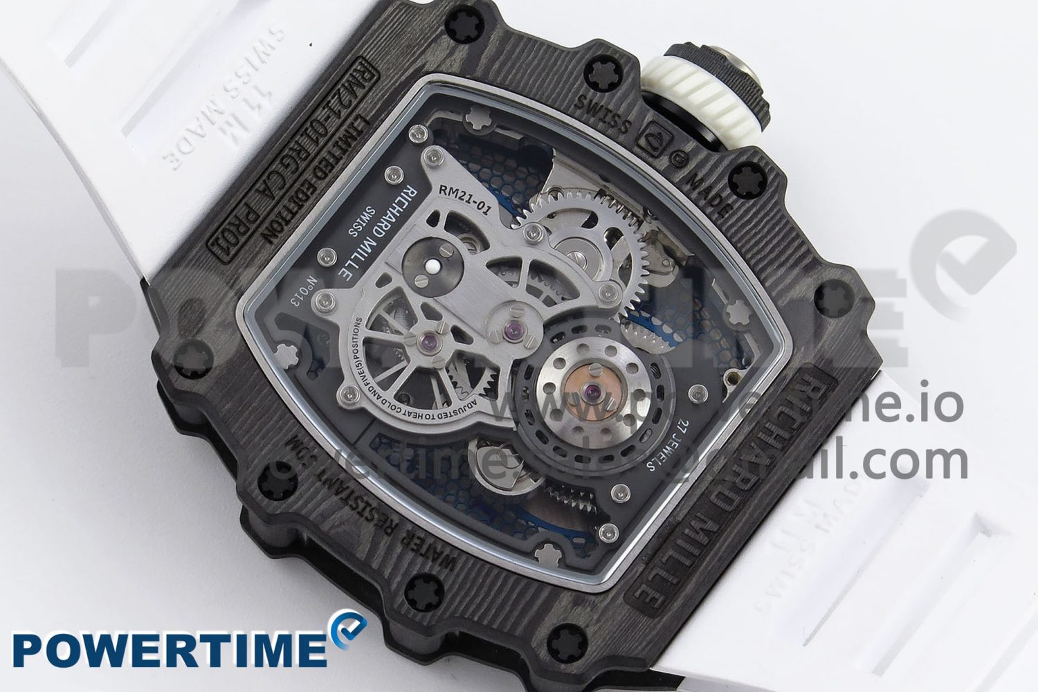 RM21-01 TOURBILLON NTPT RMF BEST EDITION SKELETON DIAL ON WHITE RUBBER STRAP - Image 9