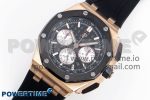 Royal Oak Offshore 44mm RG Black Ceramic Bezel APF 1:1 Best Edition Black/Silver Dial on Black Rubber Strap A4401 - Image 2
