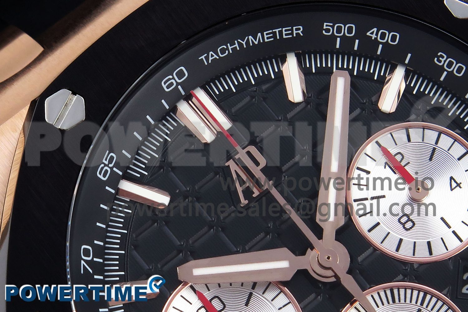 Royal Oak Offshore 44mm RG Black Ceramic Bezel APF 1:1 Best Edition Black/Silver Dial on Black Rubber Strap A4401 - Image 4
