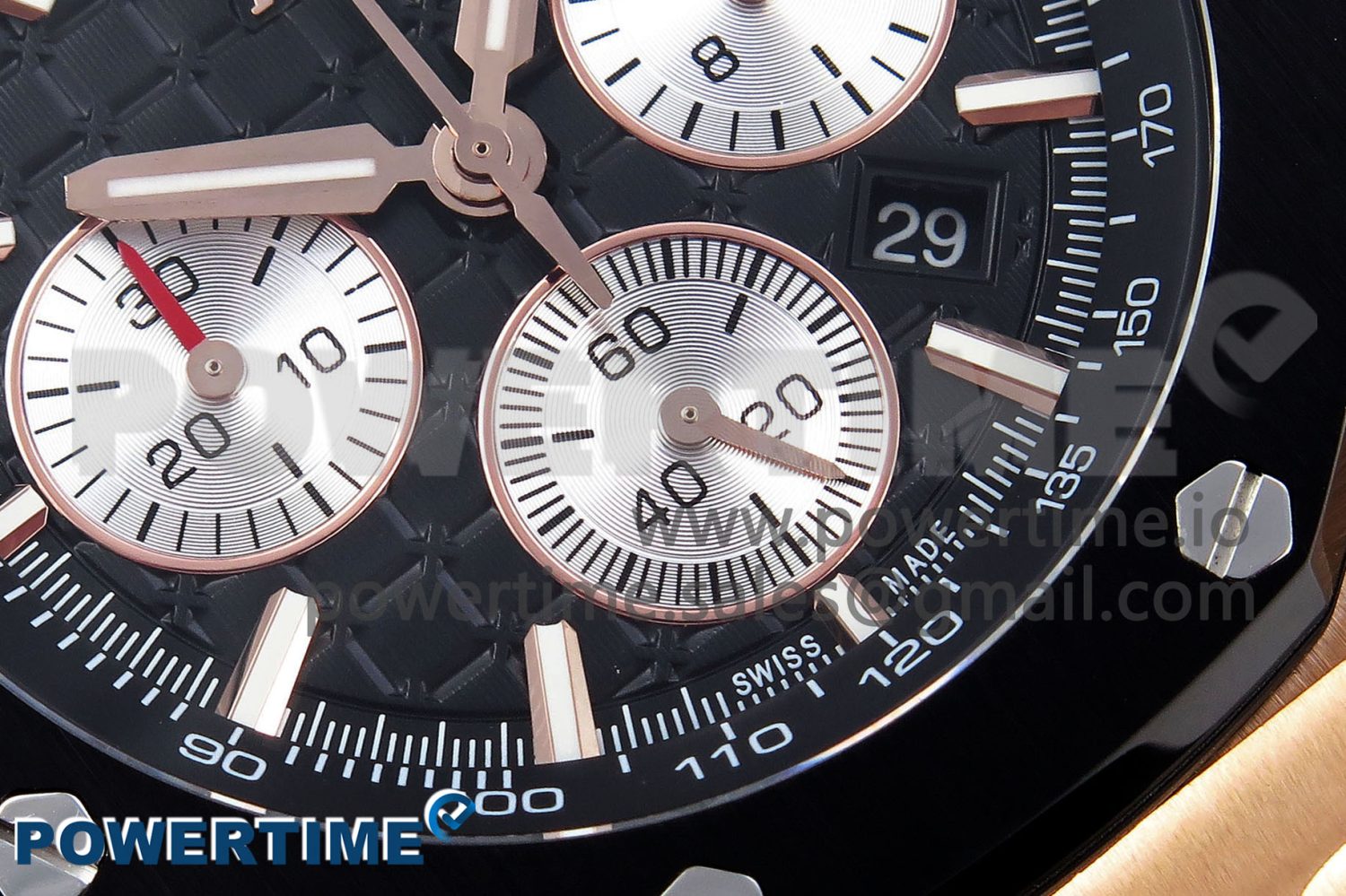 Royal Oak Offshore 44mm RG Black Ceramic Bezel APF 1:1 Best Edition Black/Silver Dial on Black Rubber Strap A4401 - Image 5