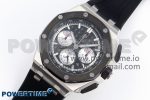 Royal Oak Offshore 44mm SS Black Ceramic Bezel APF 1:1 Best Edition Black/Silver Dial on Black Rubber Strap A4401 - Image 2