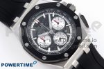 Royal Oak Offshore 44mm SS Black Ceramic Bezel APF 1:1 Best Edition Black/Silver Dial on Black Rubber Strap A4401 - Image 3