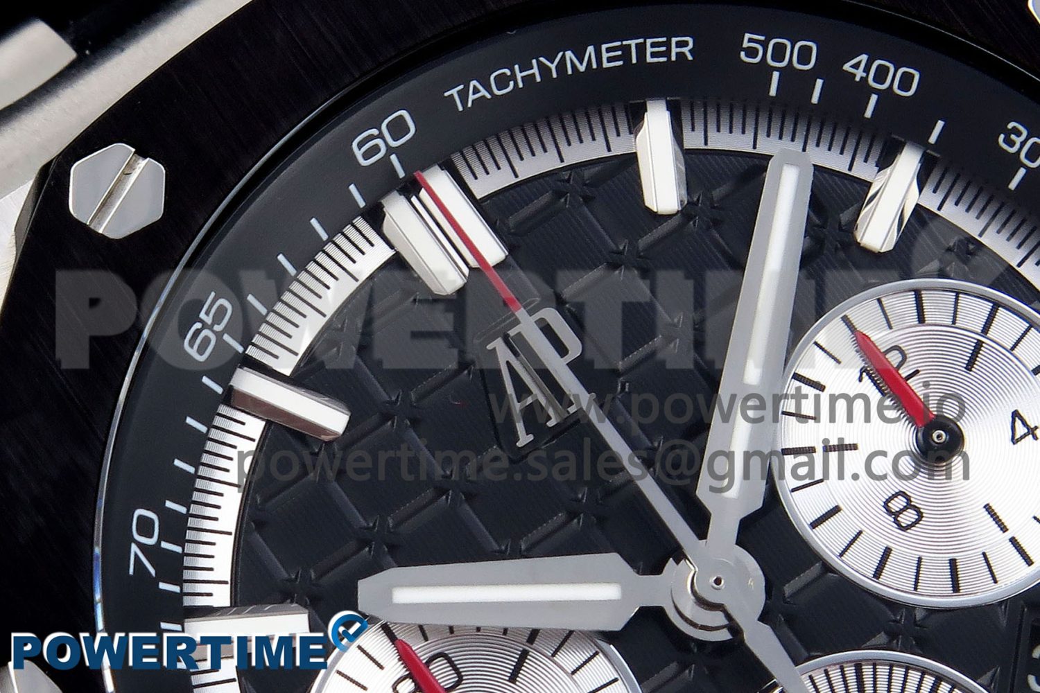 Royal Oak Offshore 44mm SS Black Ceramic Bezel APF 1:1 Best Edition Black/Silver Dial on Black Rubber Strap A4401 - Image 4