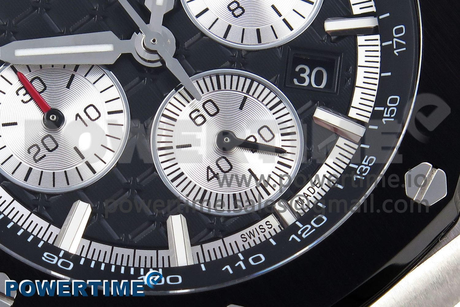 Royal Oak Offshore 44mm SS Black Ceramic Bezel APF 1:1 Best Edition Black/Silver Dial on Black Rubber Strap A4401 - Image 5