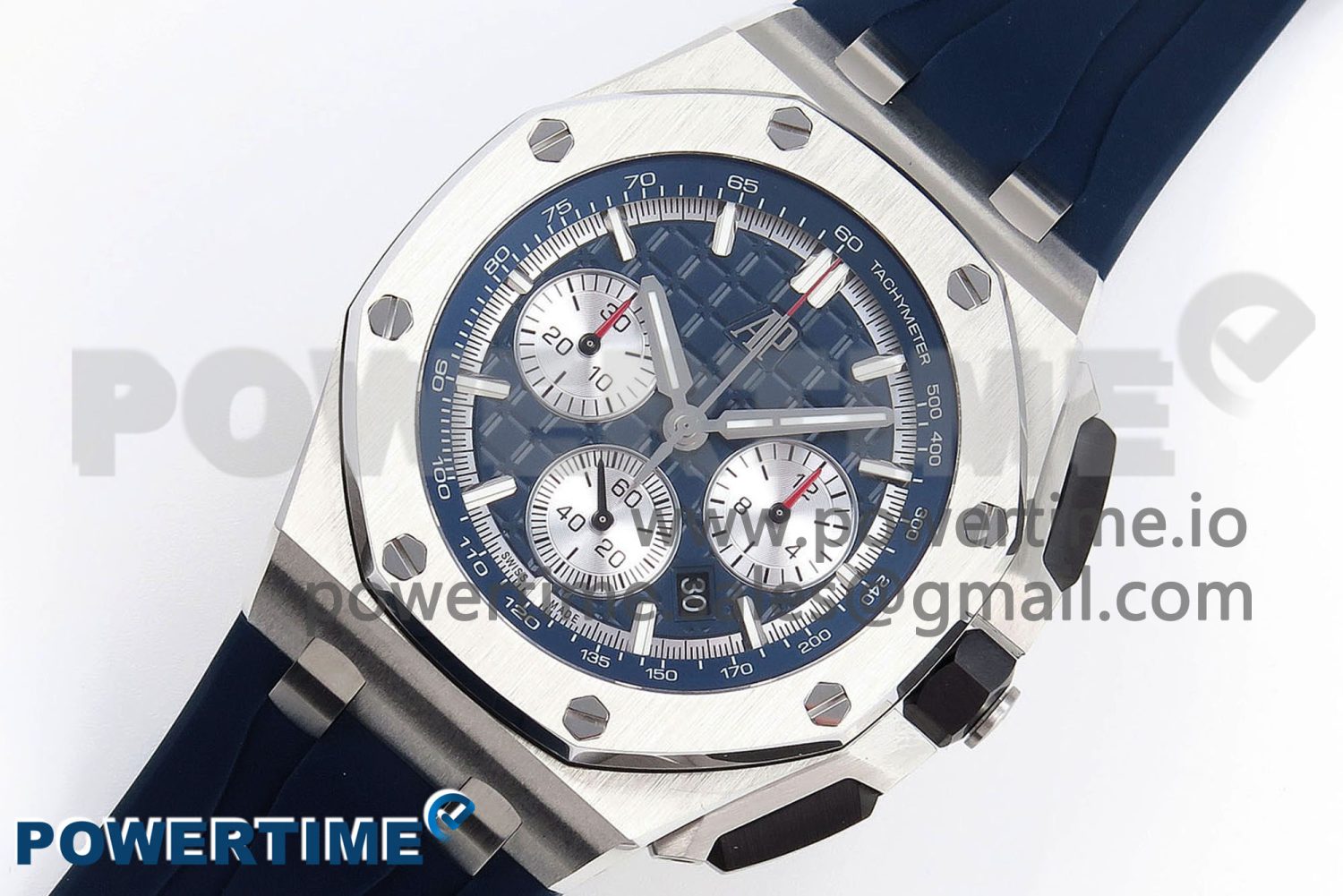 Royal Oak Offshore 44mm SS Bezel APF 1:1 Best Edition Blue/Silver Dial on Blue Rubber Strap A4401 - Image 2