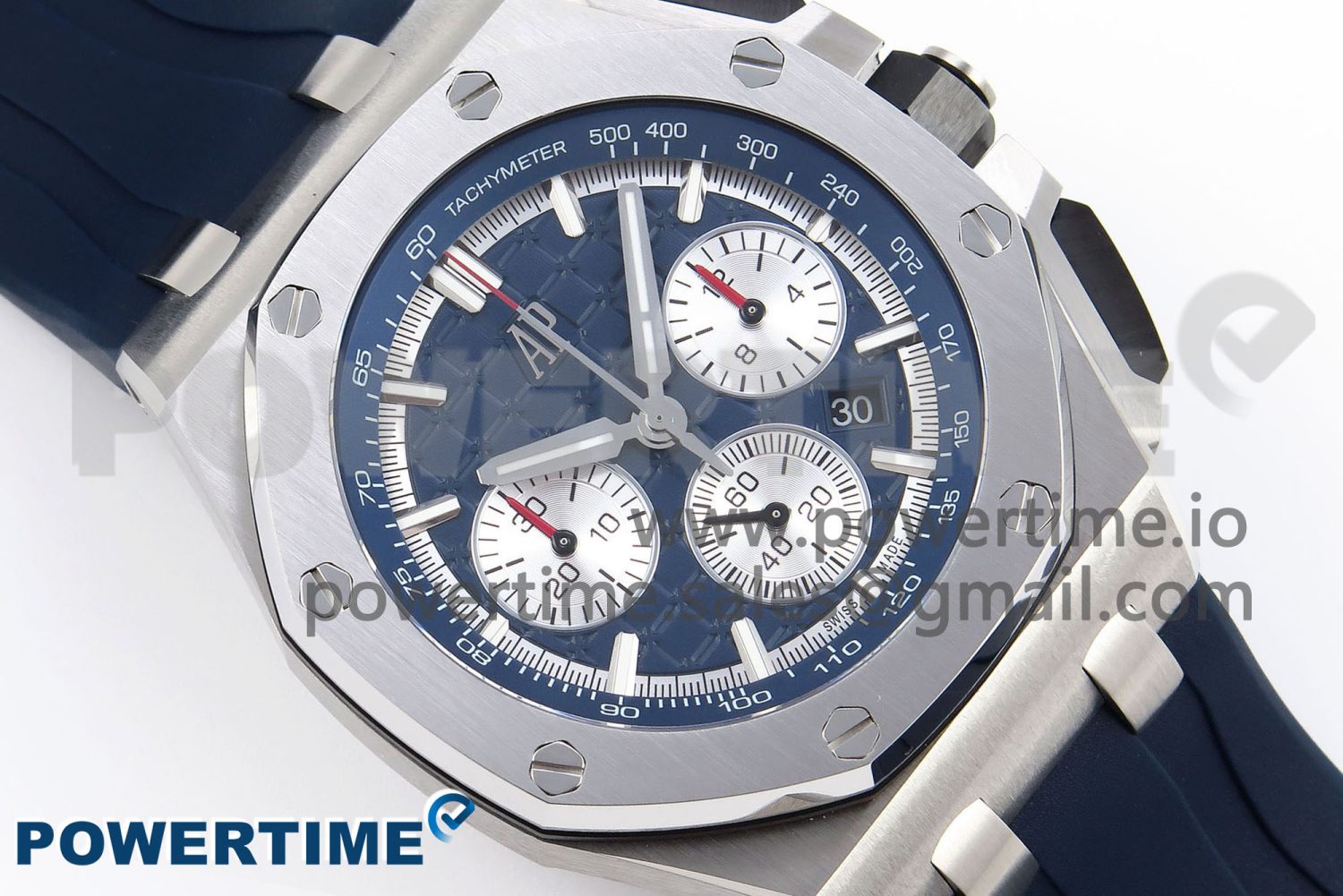 Royal Oak Offshore 44mm SS Bezel APF 1:1 Best Edition Blue/Silver Dial on Blue Rubber Strap A4401 - Image 3
