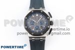 Royal Oak Offshore 44mm SS Black Ceramic Bezel APF 1:1 Best Edition Gray/Blue Dial on Gray Rubber Strap A4401