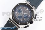 Royal Oak Offshore 44mm SS Black Ceramic Bezel APF 1:1 Best Edition Gray/Blue Dial on Gray Rubber Strap A4401 - Image 2