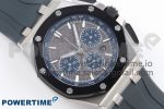 Royal Oak Offshore 44mm SS Black Ceramic Bezel APF 1:1 Best Edition Gray/Blue Dial on Gray Rubber Strap A4401 - Image 3