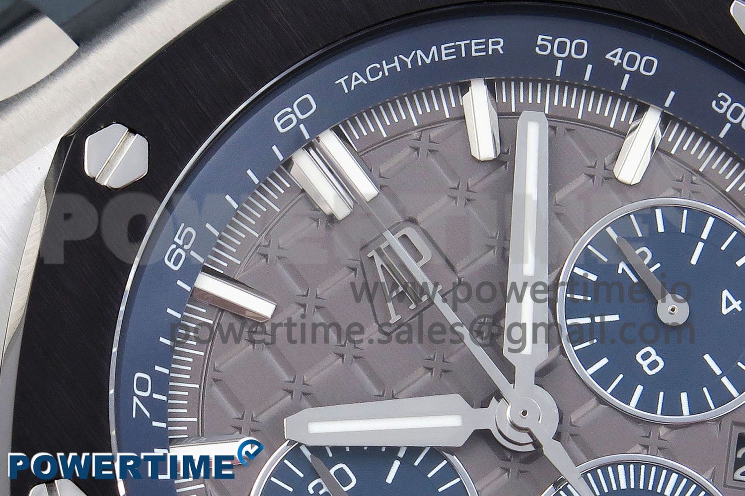 Royal Oak Offshore 44mm SS Black Ceramic Bezel APF 1:1 Best Edition Gray/Blue Dial on Gray Rubber Strap A4401 - Image 4