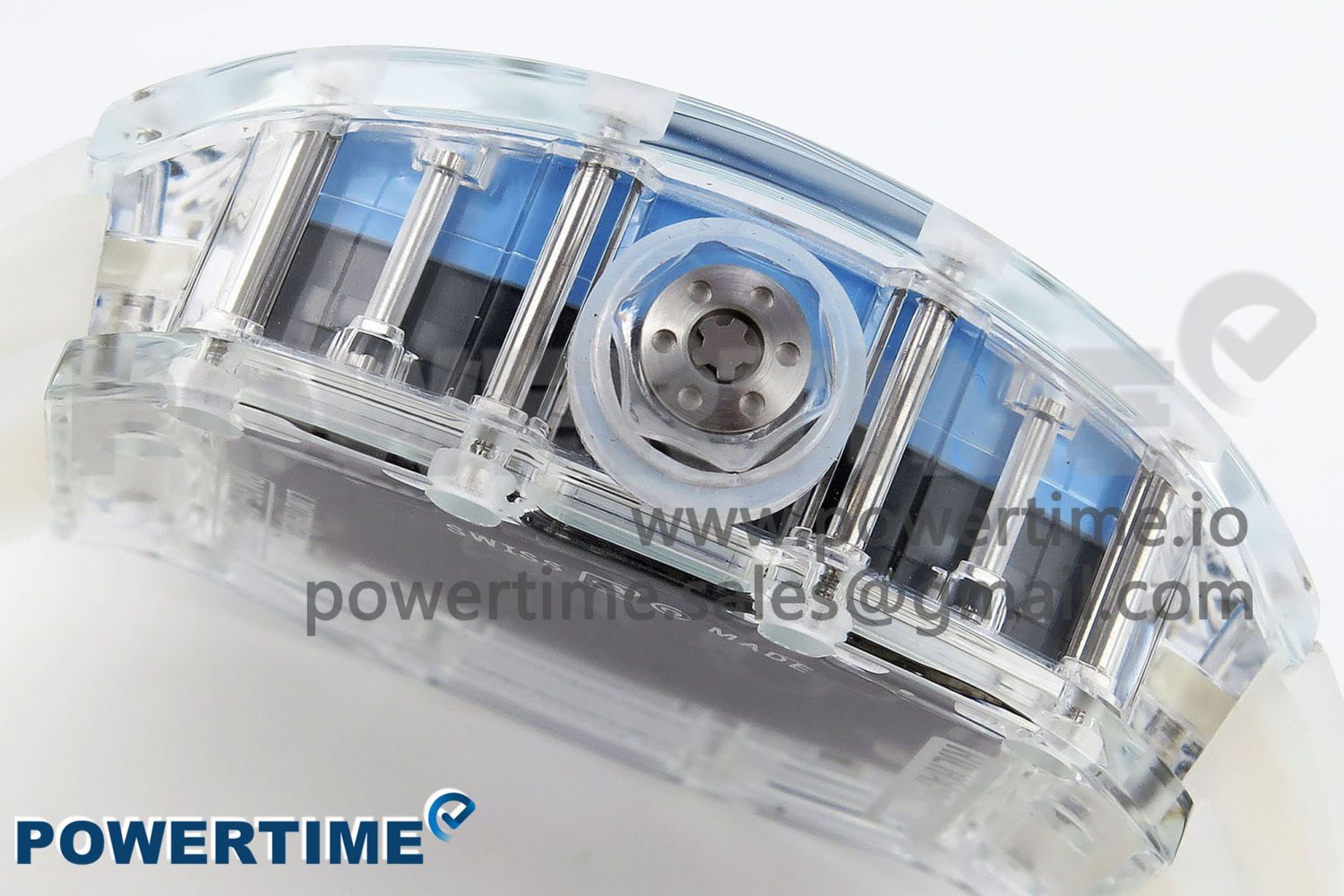 RM035 TRANSPARENT RMF BEST EDITION SKELETON BLUE DIAL ON TRANSLUCENT RUBBER STRAP CLONE RMUL2 - Image 7