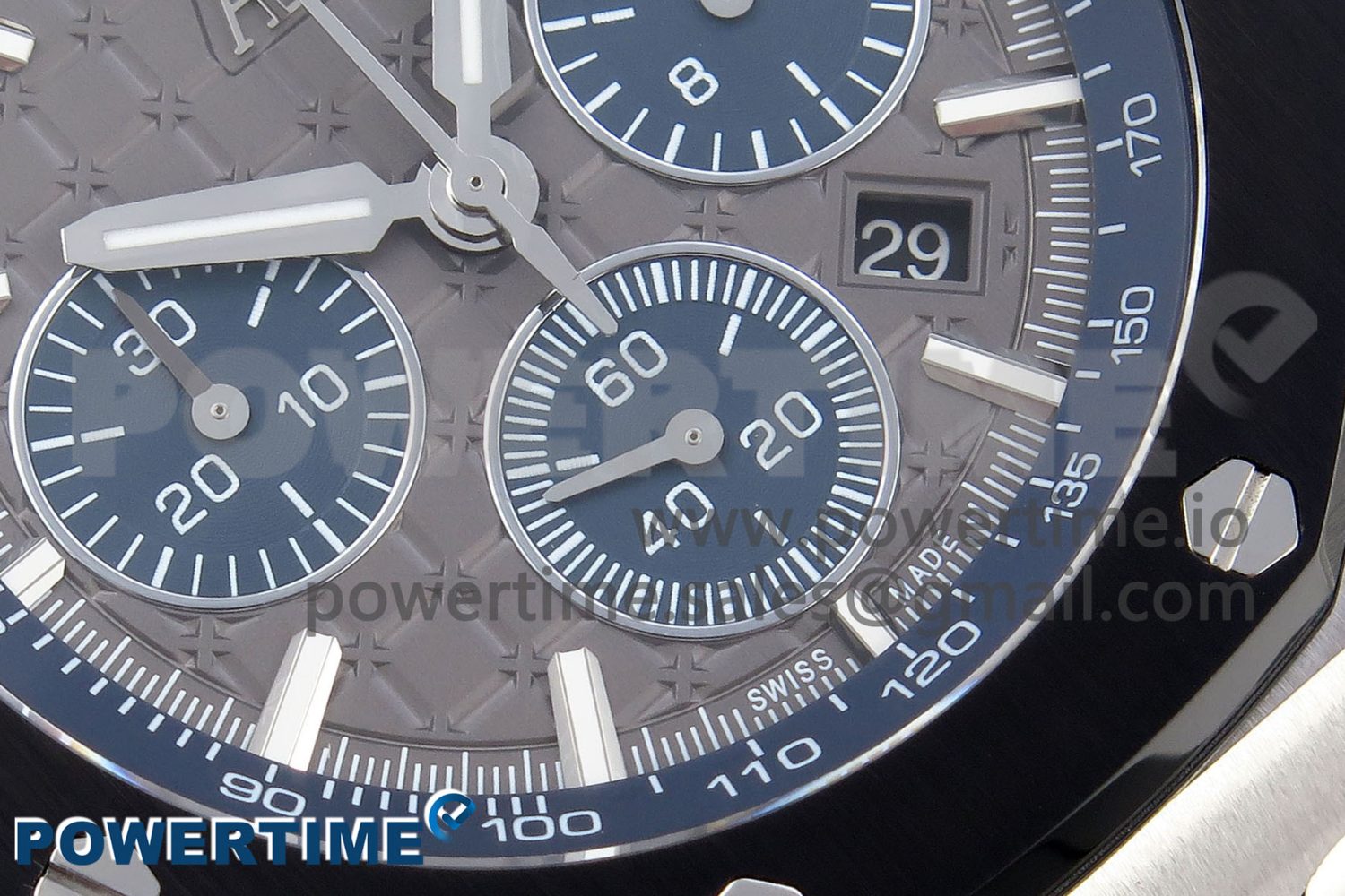 Royal Oak Offshore 44mm SS Black Ceramic Bezel APF 1:1 Best Edition Gray/Blue Dial on Gray Rubber Strap A4401 - Image 5