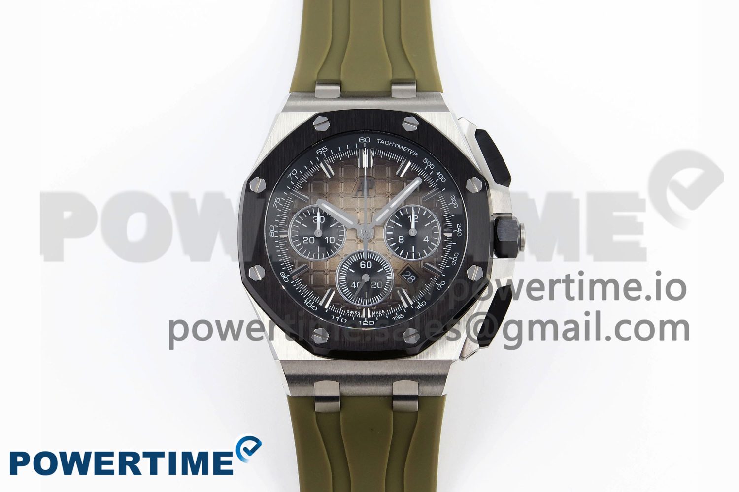Royal Oak Offshore 44mm SS Black Ceramic Bezel APF 1:1 Best Edition Brown Dial on Brown Rubber Strap A4401 - Image 1