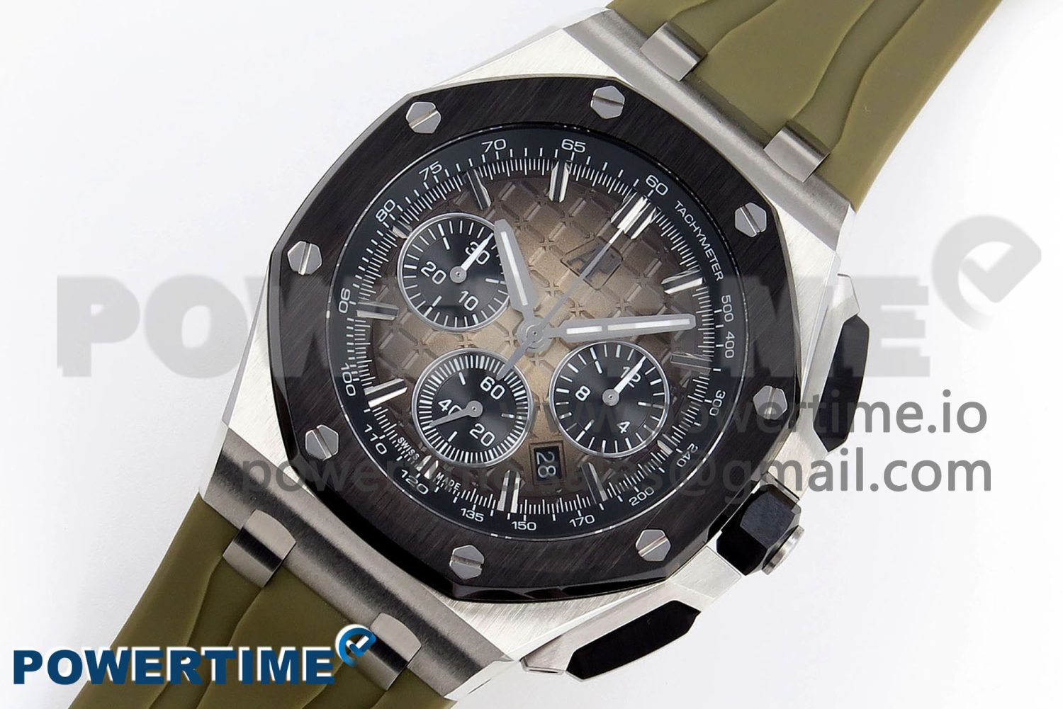 Royal Oak Offshore 44mm SS Black Ceramic Bezel APF 1:1 Best Edition Brown Dial on Brown Rubber Strap A4401 - Image 2