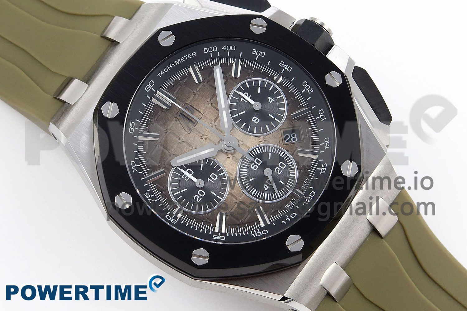 Royal Oak Offshore 44mm SS Black Ceramic Bezel APF 1:1 Best Edition Brown Dial on Brown Rubber Strap A4401 - Image 3