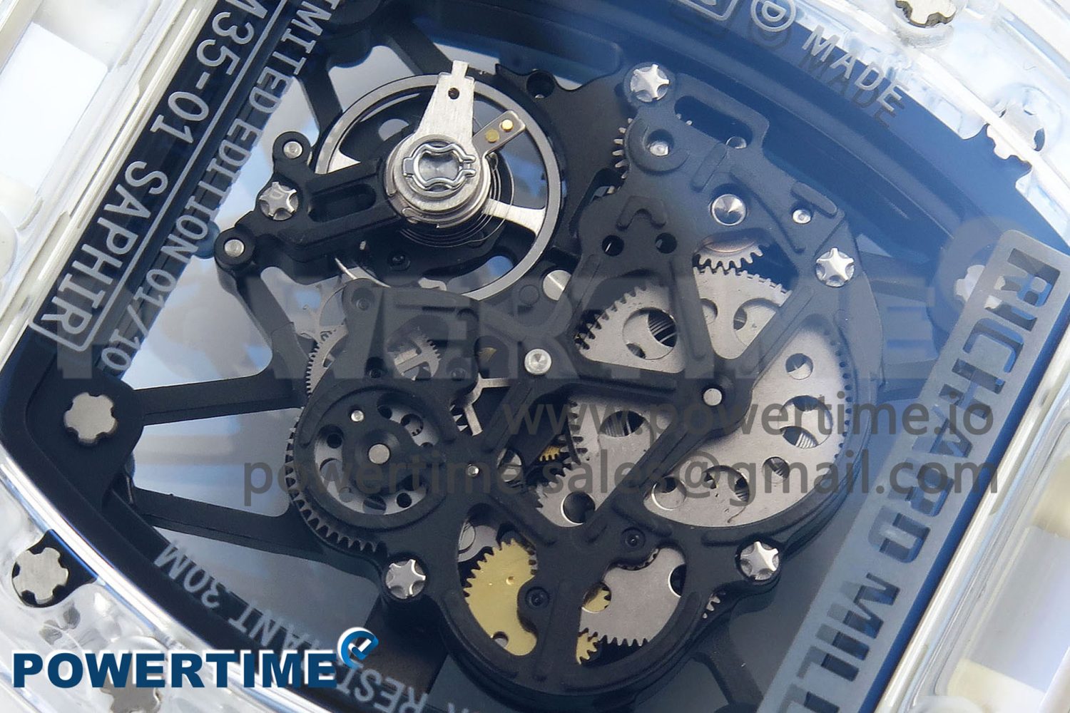 RM035 TRANSPARENT RMF BEST EDITION SKELETON BLUE DIAL ON TRANSLUCENT RUBBER STRAP CLONE RMUL2 - Image 10