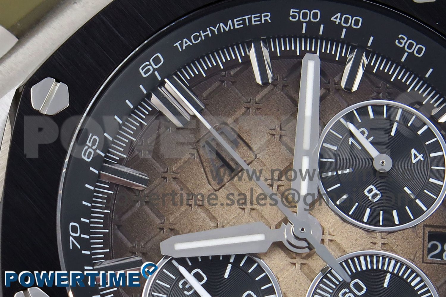 Royal Oak Offshore 44mm SS Black Ceramic Bezel APF 1:1 Best Edition Brown Dial on Brown Rubber Strap A4401 - Image 4